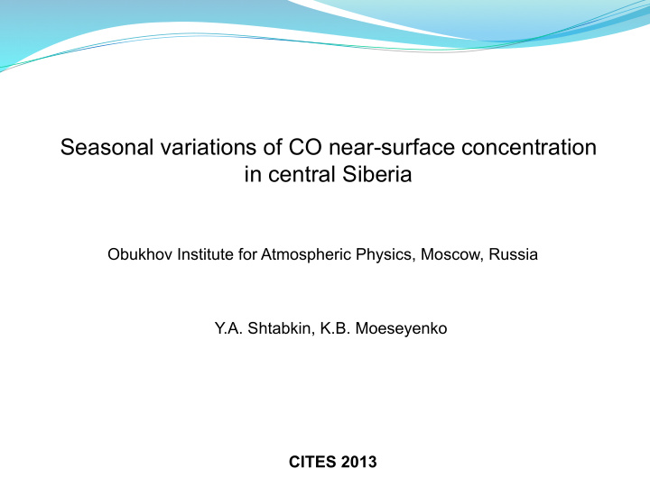 seasonal variations of co near surface concentration in