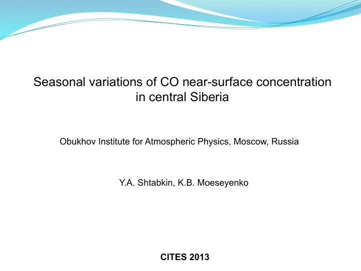seasonal variations of co near surface concentration in