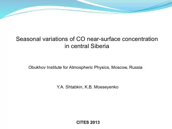 Seasonal variations of CO near-surface concentration  in central Siberia  Obukhov Institute for