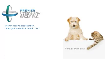 Interim results presentation  - Half year ended 31 March 2017  1  DISCLAIMER  For the purposes of