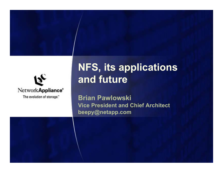 nfs its applications and future