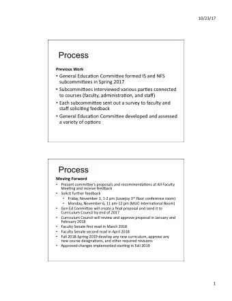 Process  Previous  Work      General  Educa2on  Commi7ee  formed  IS