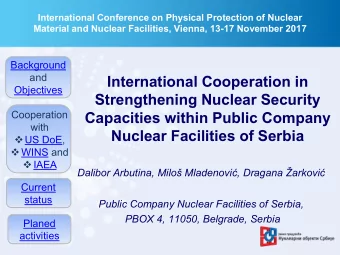 Strengthening Nuclear Security  Cooperation  Capacities within Public Company  with  Nuclear