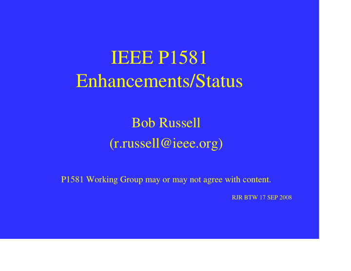 ieee p1581 enhancements status