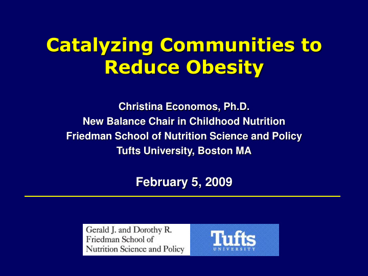 catalyzing communities to reduce obesity