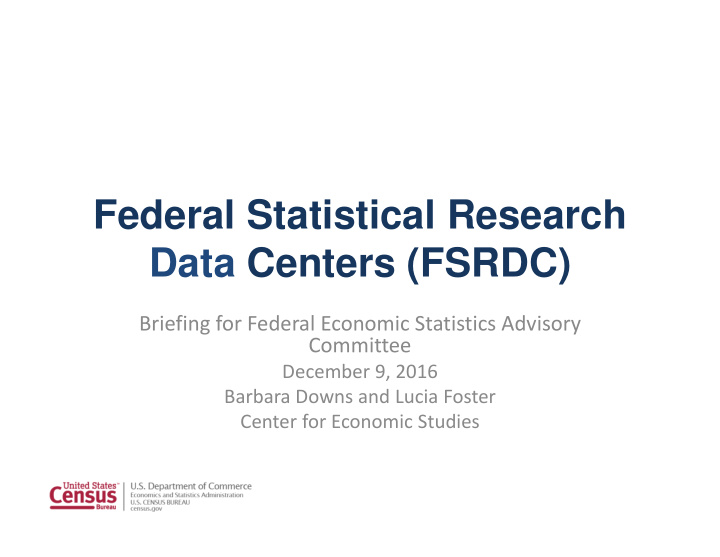 federal statistical research data centers fsrdc