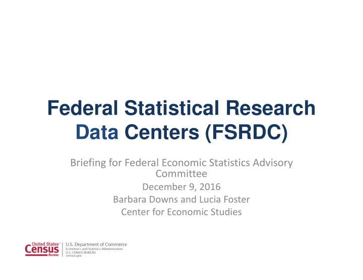 federal statistical research data centers fsrdc