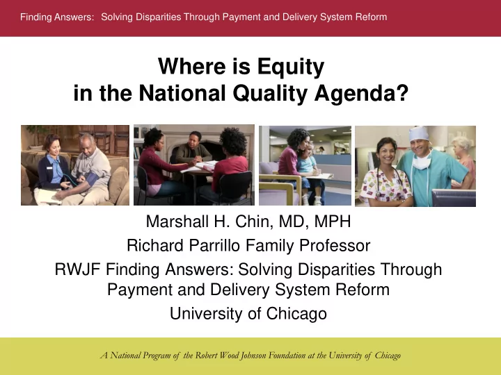 where is equity in the national quality agenda