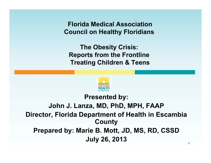 presented by john j lanza md phd mph faap director