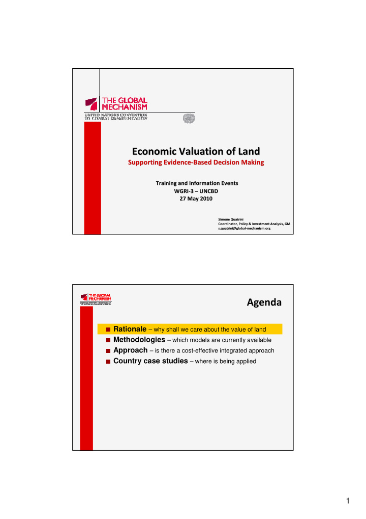economic valuation of land economic valuation of land