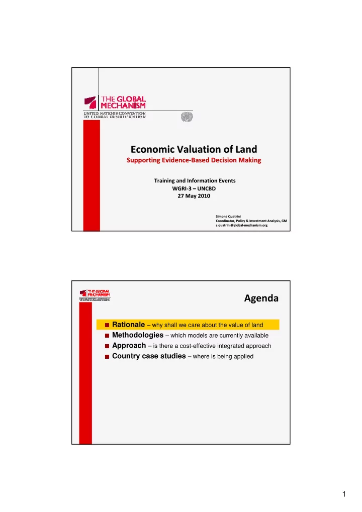 economic valuation of land economic valuation of land