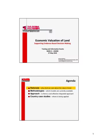 Economic Valuation of Land  Economic Valuation of Land  Supporting Evidence  Supporting Evidence-