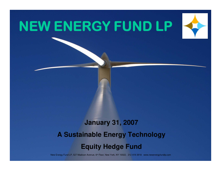 new energy fund lp new energy fund lp
