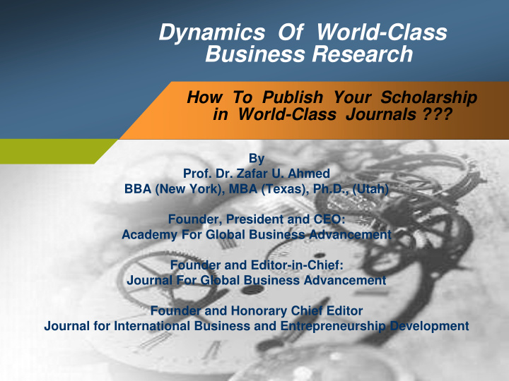 dynamics of world class business research