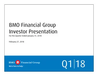 Q1  18  1 Investor Presentation  January 2018  Forward looking statements &amp; non-GAAP