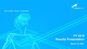 FY 2019  Results Presentation  March 10, 2020  1  Disclaimer This presentation contains or