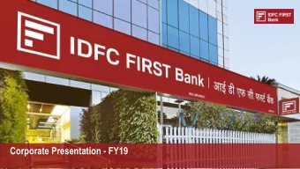 Corporate Presentation - FY19  Disclaimer  This presentation has been prepared by and is the sole