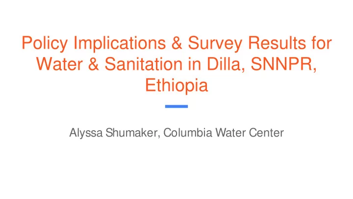 policy implications survey results for water sanitation