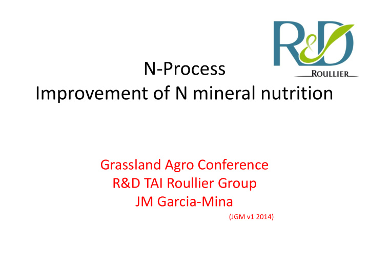 n process improvement of n mineral nutrition