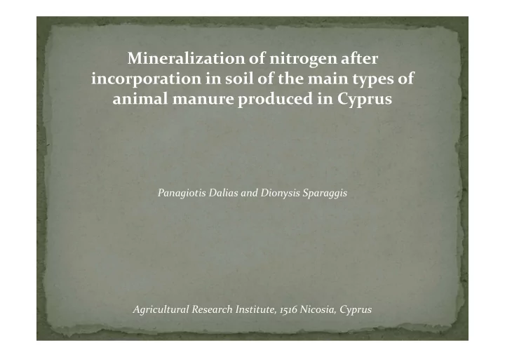 mineralization of nitrogen after incorporation in soil of