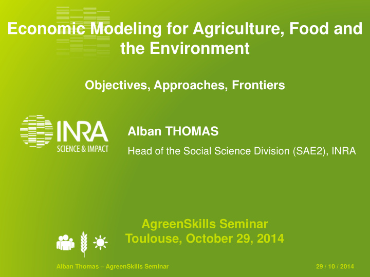 economic modeling for agriculture food and the environment