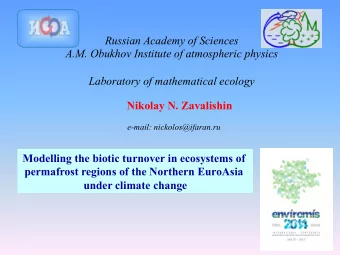 Russian Academy of Sciences  A.M. Obukhov Institute of atmospheric physics  Laboratory of