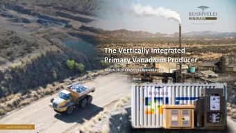 Primary Vanadium Producer  March 2019 Corporate Presentation  www.bushveldminerals.com  Disclaimer