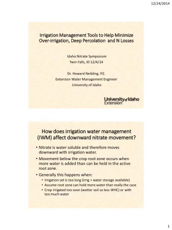 Ho  How doe  does irrig  igati  tion water management  (IWM)  (I  ) affect do  downward nit