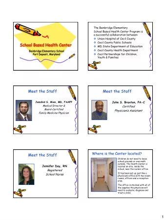 School Based Health Center  MD State Department of Education  Cecil County Health Department