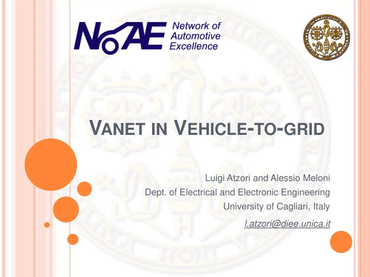 v anet in v ehicle to grid