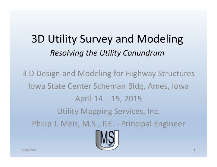3d utility survey and modeling