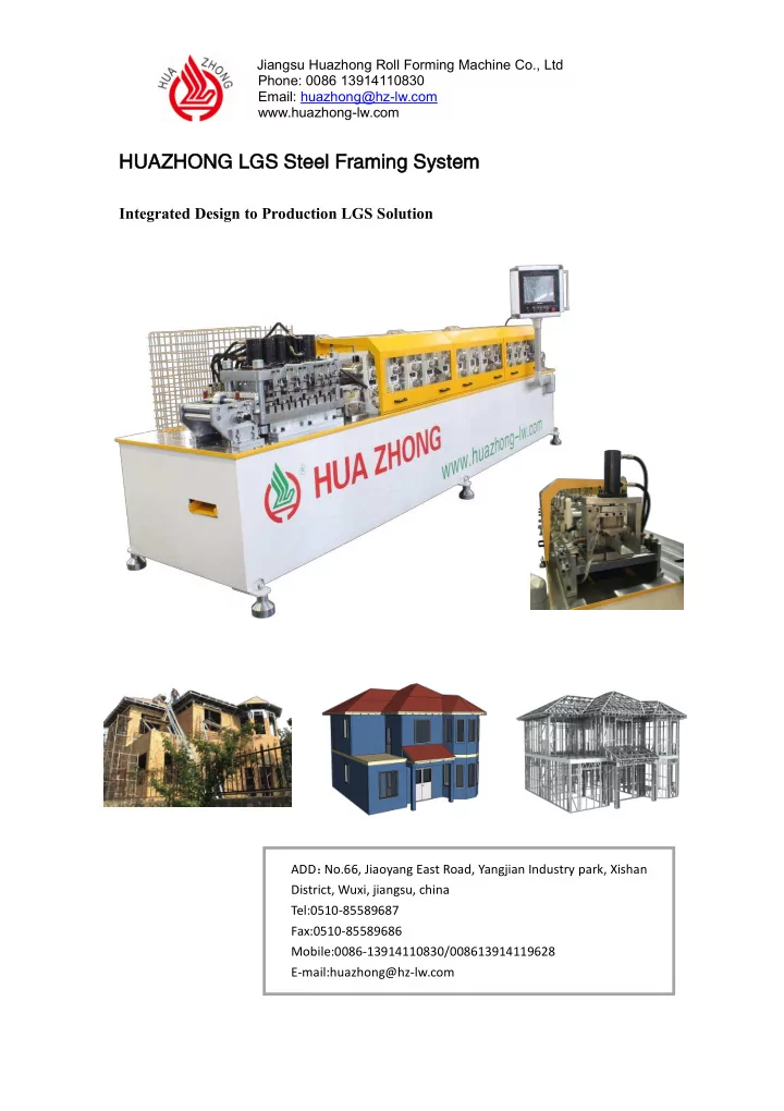 huazhong lgs steel framing system