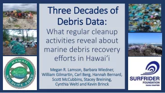Three Decades of  f  De  Debris Da  Data:  What regular cleanup  activities reveal about  marine