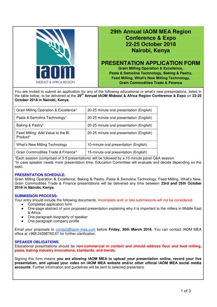 29th annual iaom mea region conference expo 22 25 october