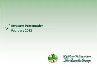 Investors Presentation  February 2012  Contents  1.  Overview  2.  Strategy and Growth  3.