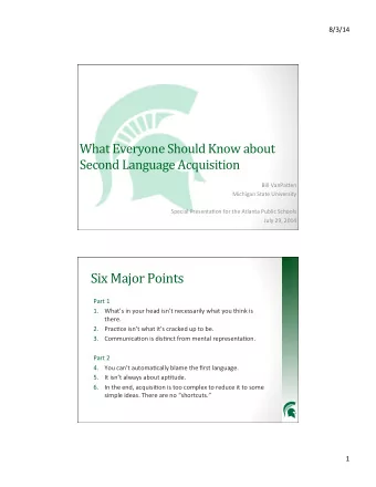 Six  Major  Points    Part  1   1. Whats  in  your  head  isnt