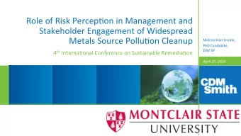 Role  of  Risk  Percep.on  in  Management  and    Stakeholder  Engagement