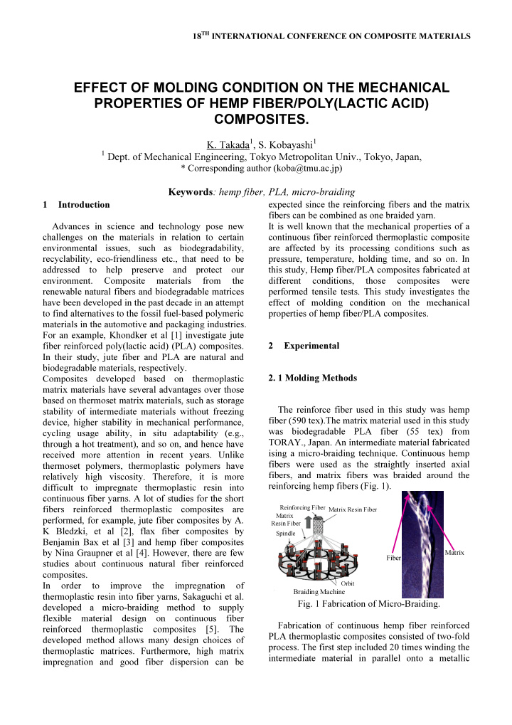 effect of molding condition on the mechanical properties