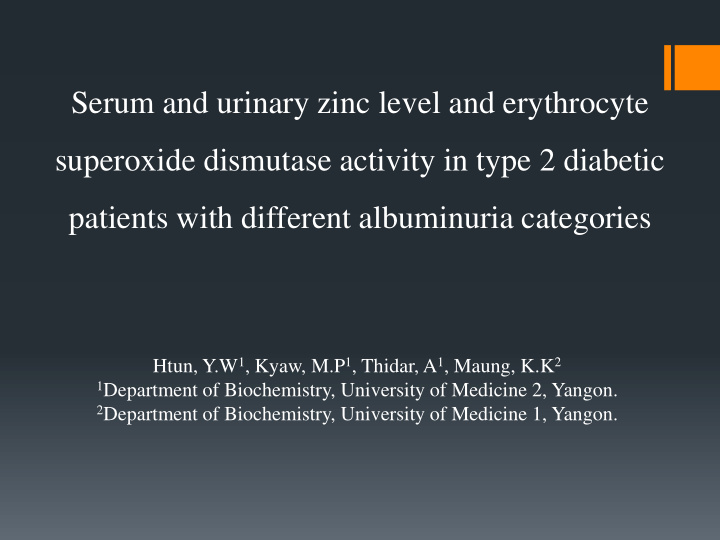 serum and urinary zinc level and erythrocyte superoxide