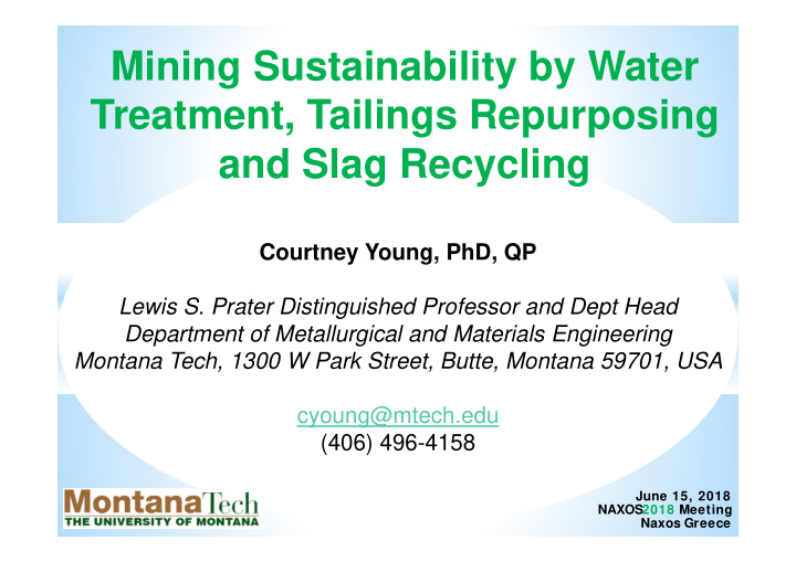 mining sustainability by water treatment tailings