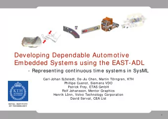 Developing Dependable Automotive  Embedded Systems using the EAST-ADL  - Representing continuous