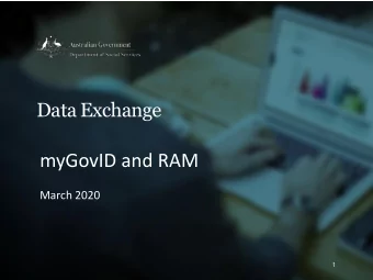 myGovID and RAM  March 2020  1  Agenda  Introduction  What is myGovID?  Using RAM to manage access