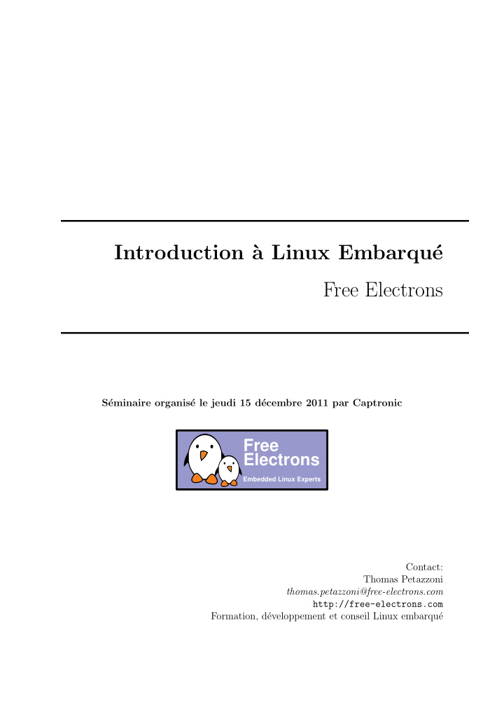 introduction a linux embarqu e free electrons