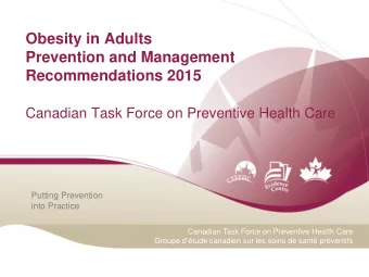 Obesity in Adults  Prevention and Management Recommendations 2015  Canadian Task Force on