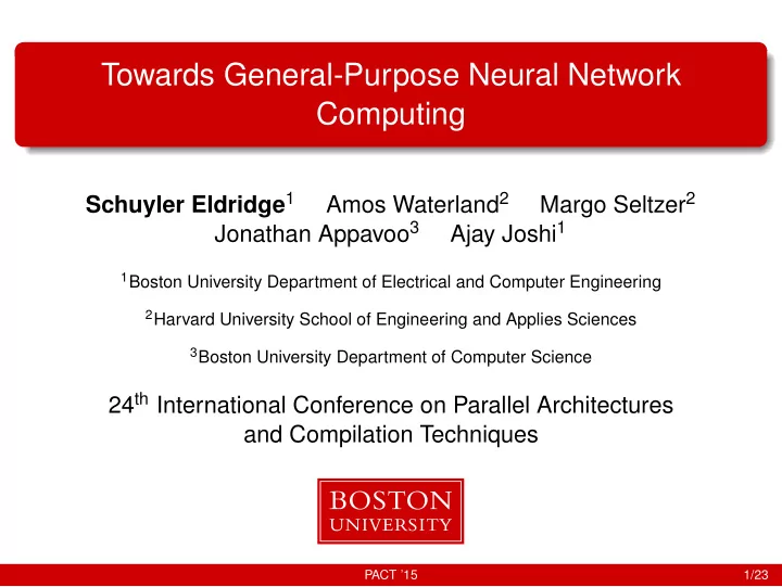 towards general purpose neural network computing