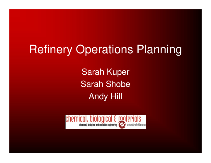 refinery operations planning