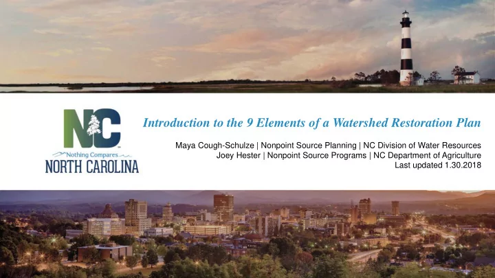 introduction to the 9 elements of a watershed restoration
