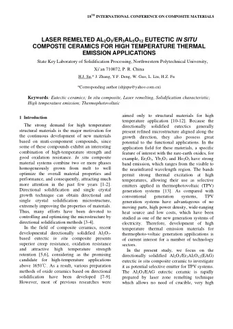 EMISSION APPLICATIONS  State Key Laboratory of Solidification Processing, Northwestern