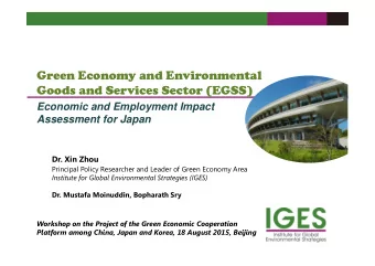 Green Economy and Environmental  Goods and Services Sector (EGSS)  Economic and Employment Impact