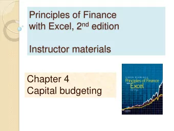 Instructor materials  Chapter 4  Capital budgeting  What is Capital Budgeting  Two big
